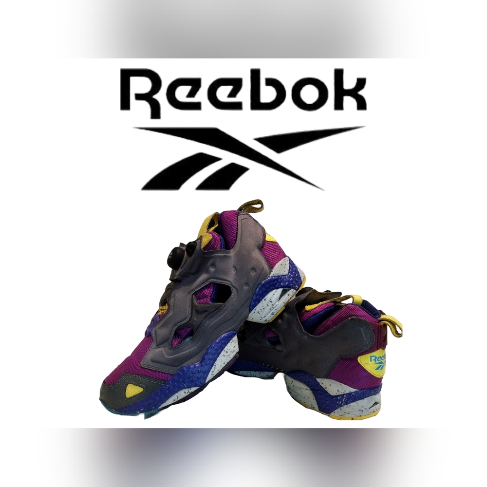 Vintage Reebok Pump Fury "Shaq Attack " Grey Burgundy Purple Yellow Size 11